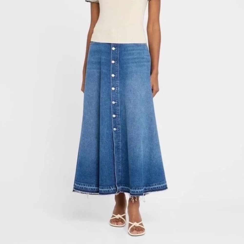 Paige Maren Denim Button-Front Long Midi Skirt Sz. 28
